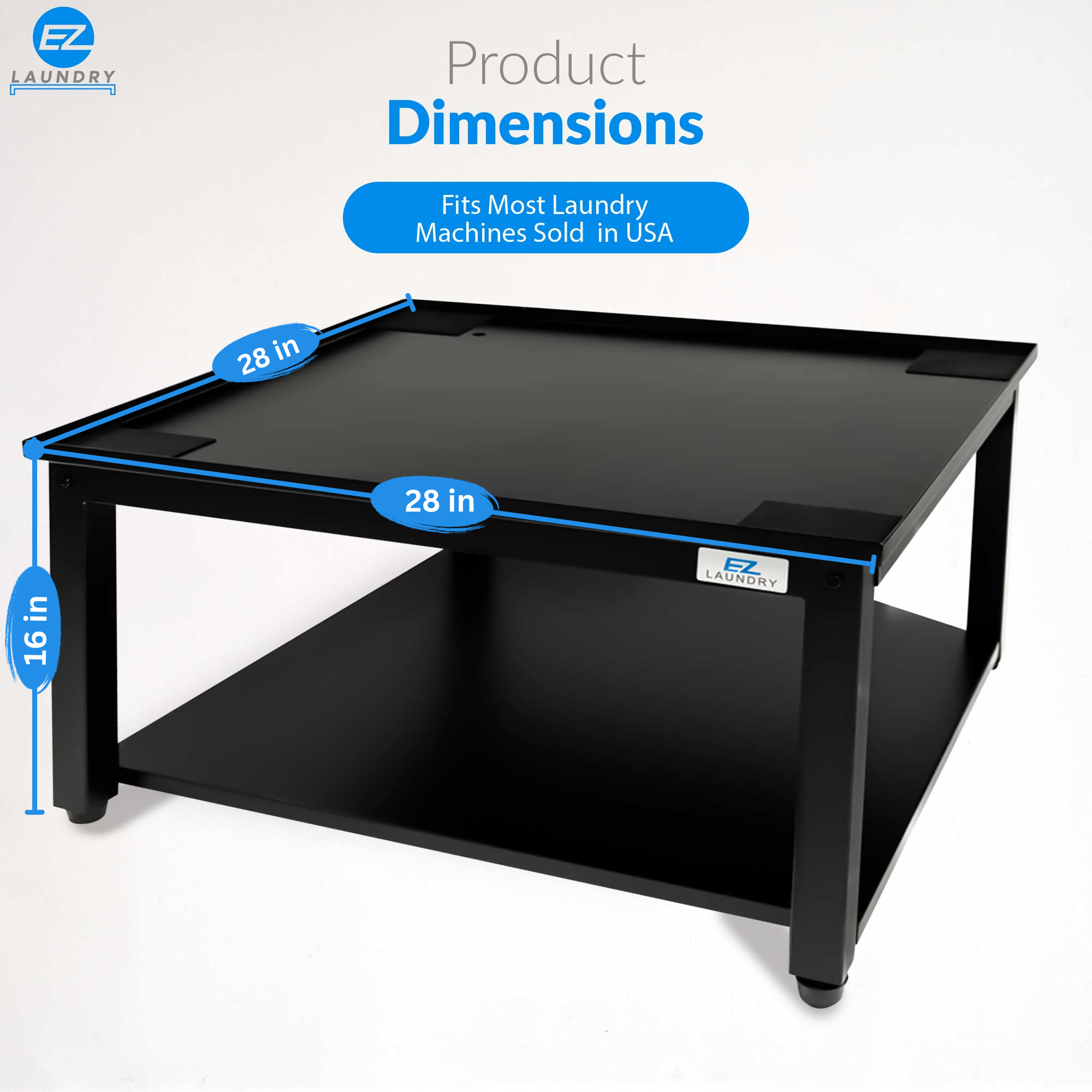 EZ LAUNDRY Universal Fit Washer & Dryer Pedestal with Storage Shelf and Drain Pan - (Standard)