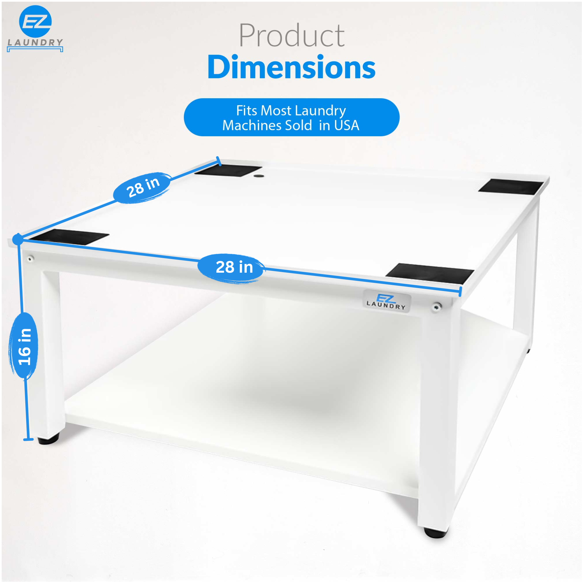 EZ LAUNDRY Universal Fit Washer & Dryer Pedestal with Storage Shelf and Drain Pan - (Standard)