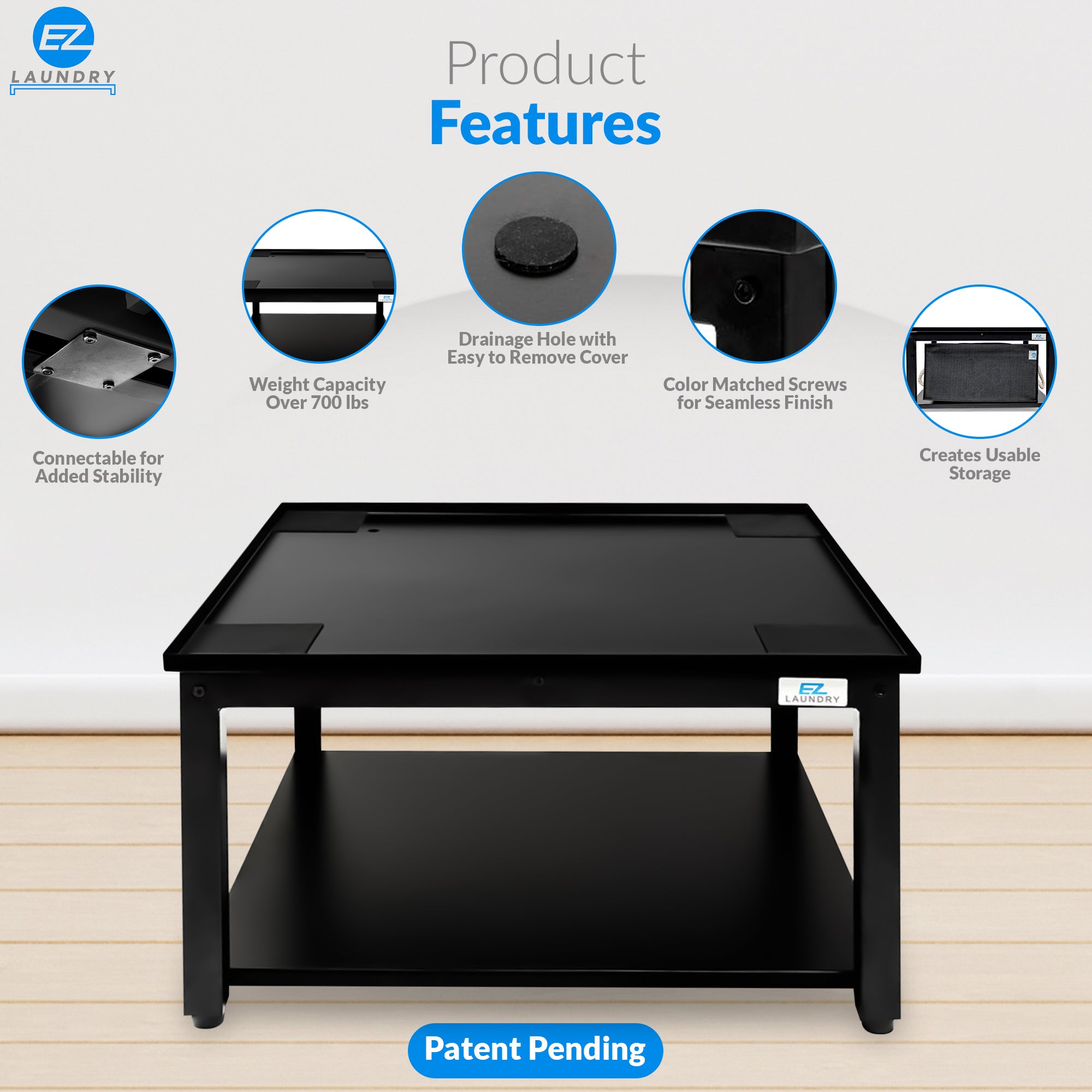 EZ Laundry Universal Pedestal 29" for Washing Machine & Dryer Base Platform - with matching Hamper BUNDLE - Universal Fit - Quality Steel up to 29 inches