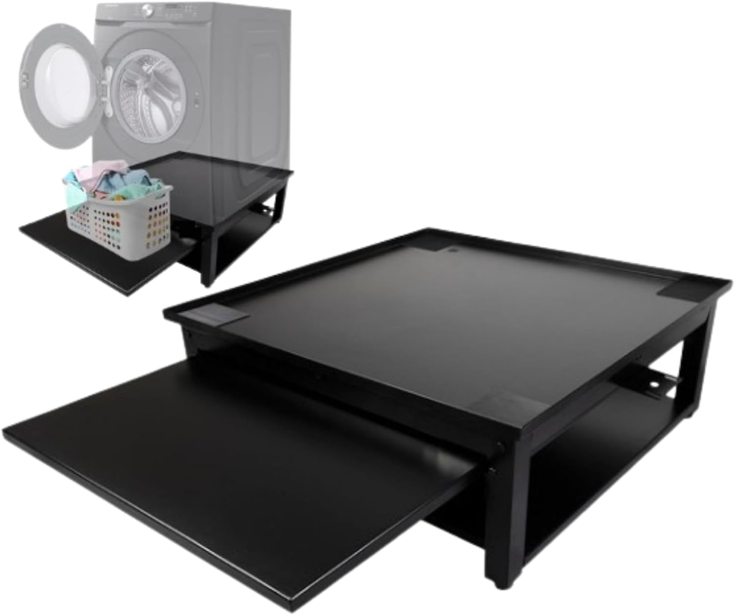 EZ LAUNDRY Universal Fit Washer & Dryer Pedestal with Pull Out Shelf (Deluxe), Storage Shelf and Drain Pan