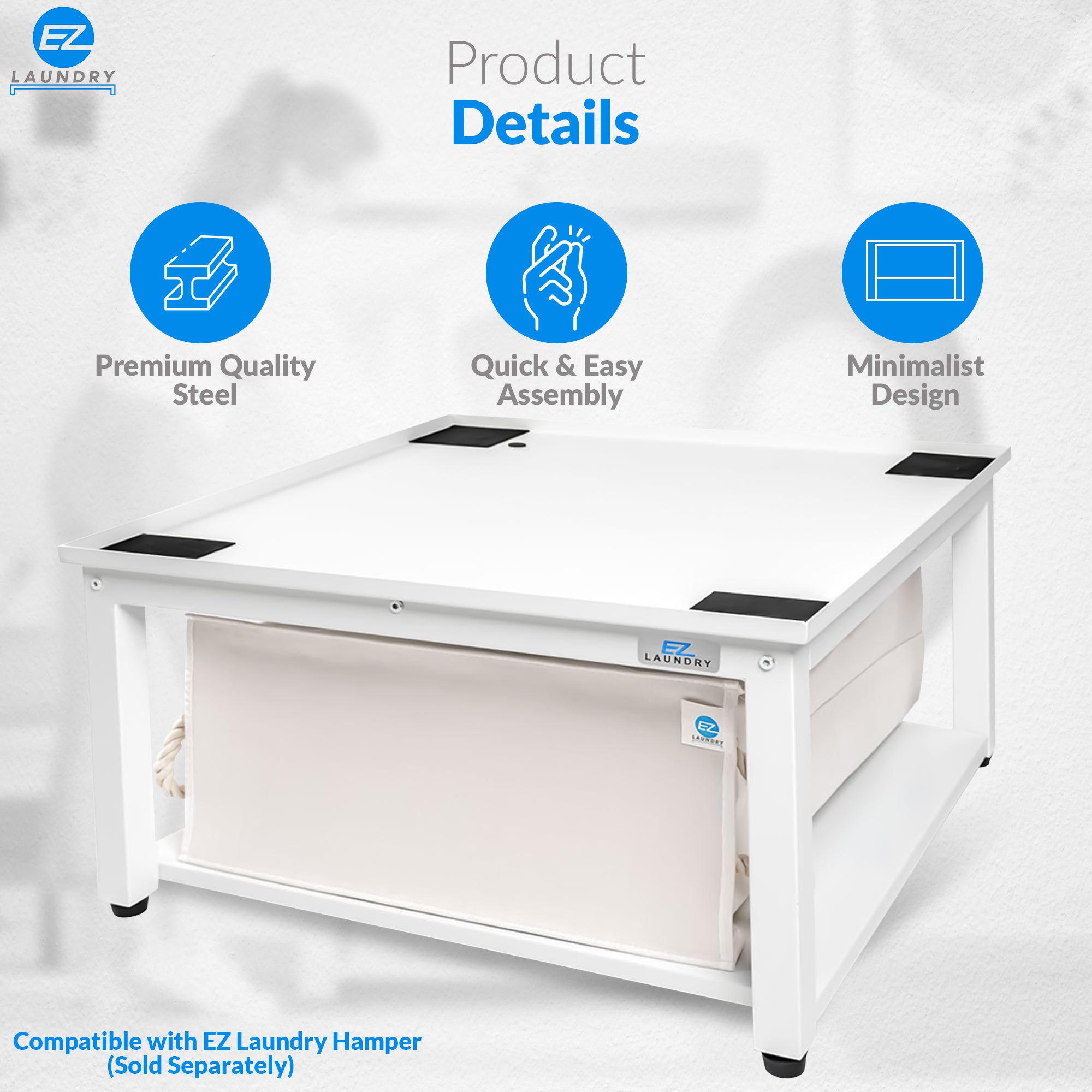 EZ LAUNDRY Universal Fit Washer & Dryer Pedestal with Storage Shelf and Drain Pan - (Standard)