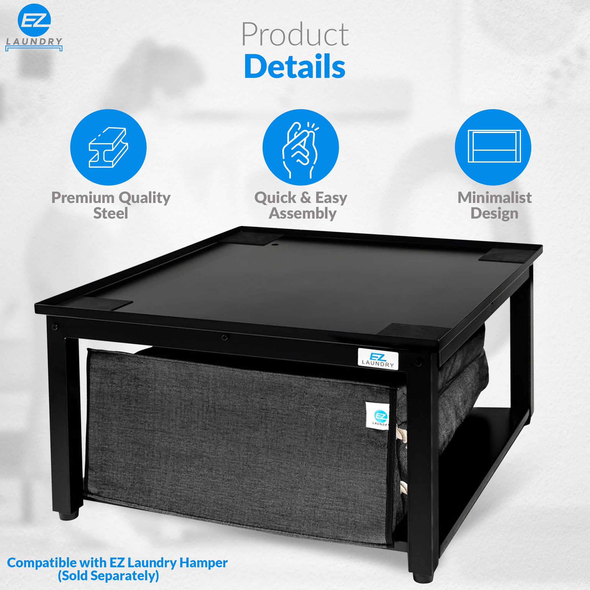 EZ LAUNDRY Universal Fit Washer & Dryer Pedestal with Storage Shelf and Drain Pan - (Standard)