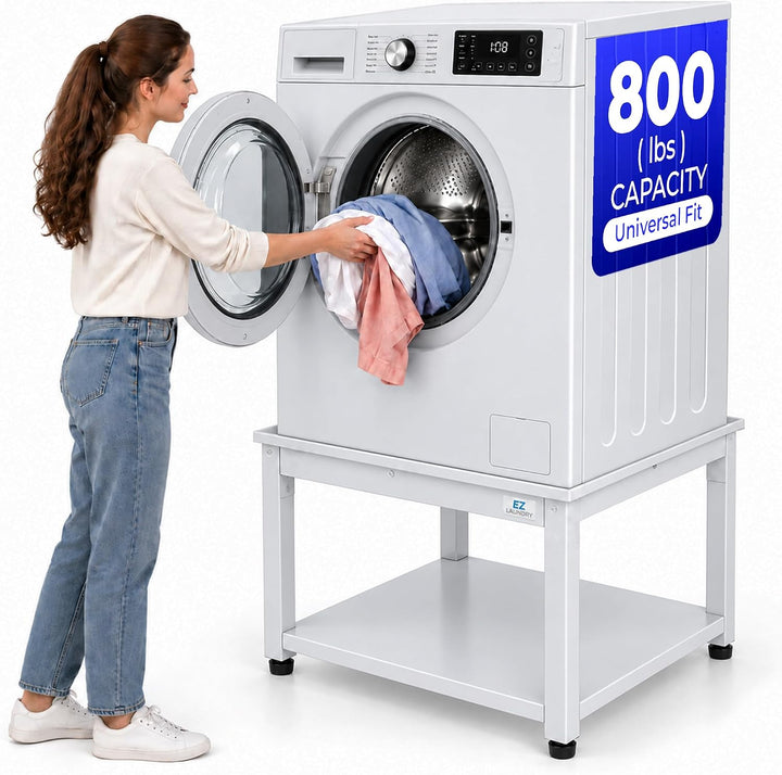 EZ LAUNDRY Universal Fit Washer & Dryer Pedestal with Storage Shelf and Drain Pan - (Standard)