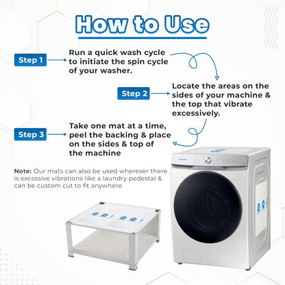 EZ Laundry Anti Vibration Sound Deadening Mat for Washing Machine or Laundry Pedestal (White)