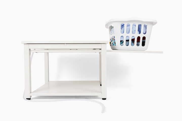 EZ LAUNDRY Universal Fit Washer & Dryer Pedestal with Pull Out Shelf (Deluxe), Storage Shelf and Drain Pan