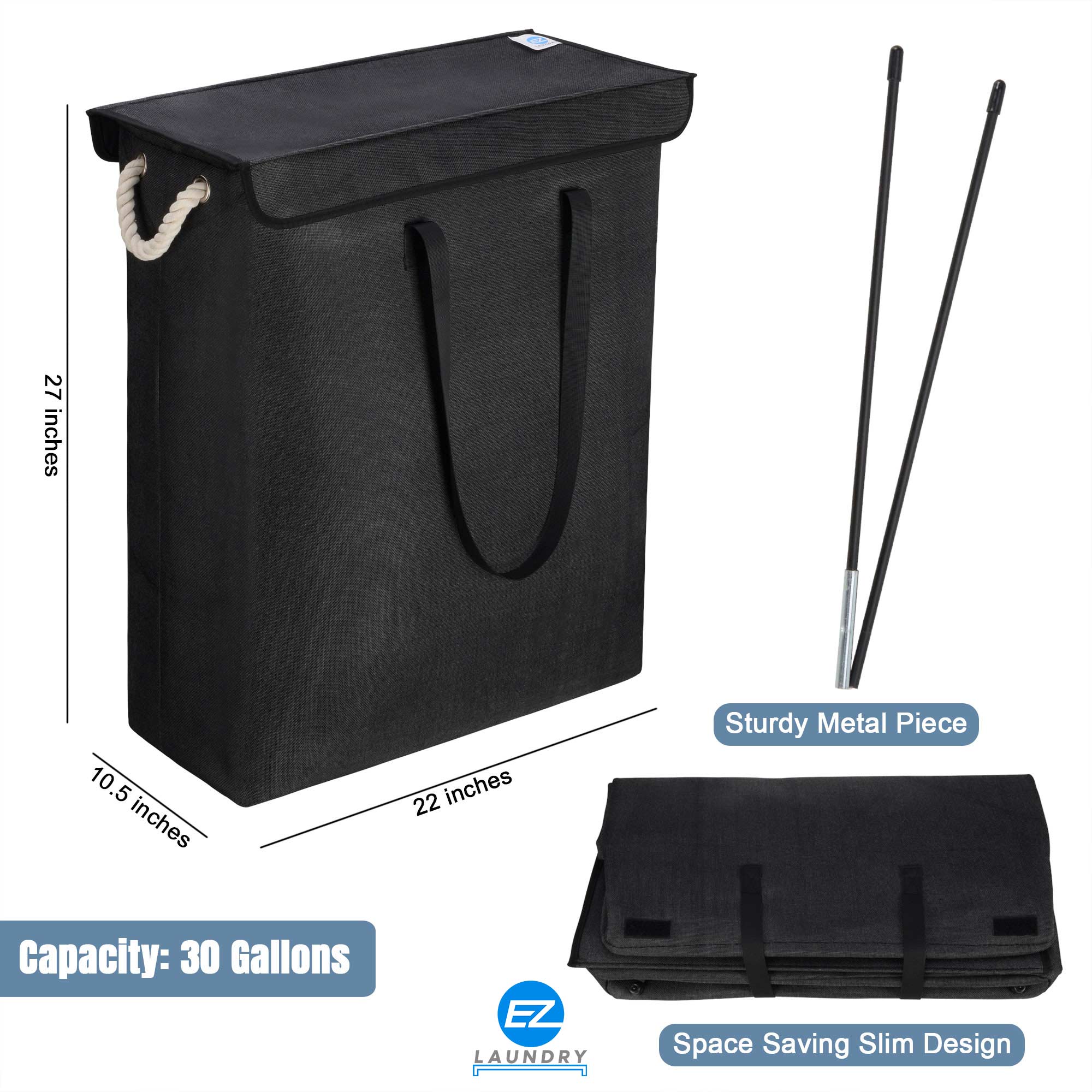 EZ Laundry Universal Pedestal 29" for Washing Machine & Dryer Base Platform - with matching Hamper BUNDLE - Universal Fit - Quality Steel up to 29 inches