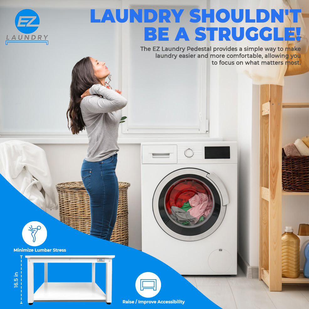 EZ LAUNDRY Universal Fit Washer & Dryer Pedestal with Storage Shelf and Drain Pan - (Standard)