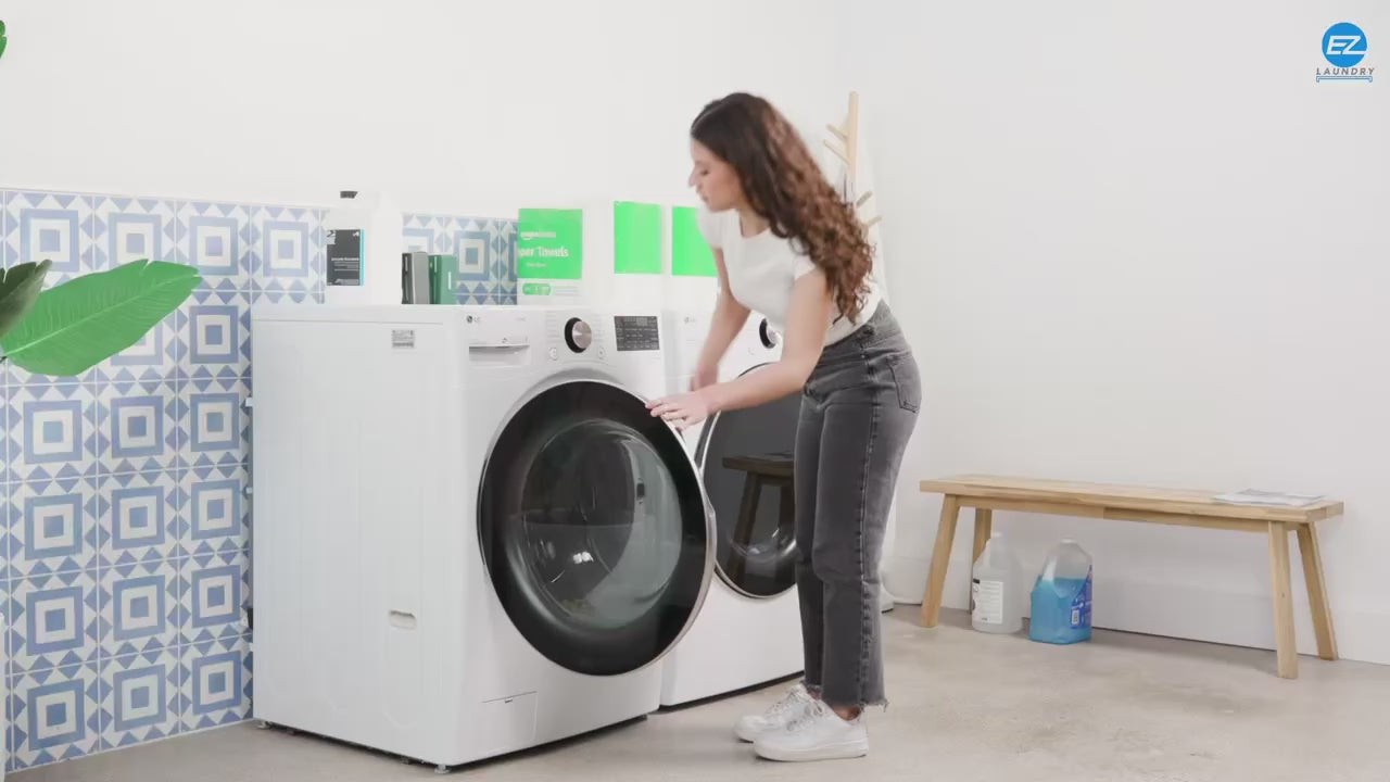EZ LAUNDRY Universal Fit Washer & Dryer Pedestal with Pull Out Shelf (Deluxe), Storage Shelf and Drain Pan