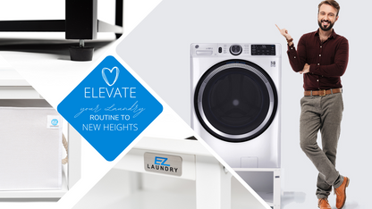 EZ LAUNDRY Universal Fit Washer & Dryer Pedestal with Storage Shelf and Drain Pan
